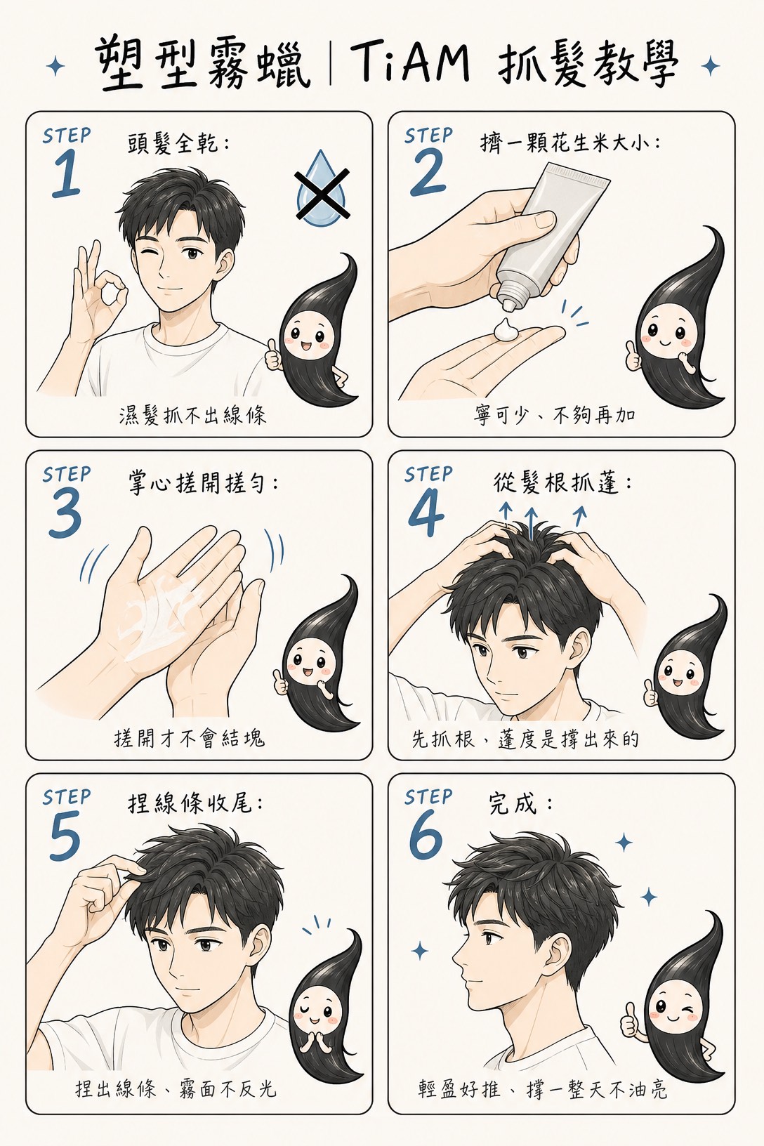 六步驟教學：塑型霧蠟抓出自然霧面線條