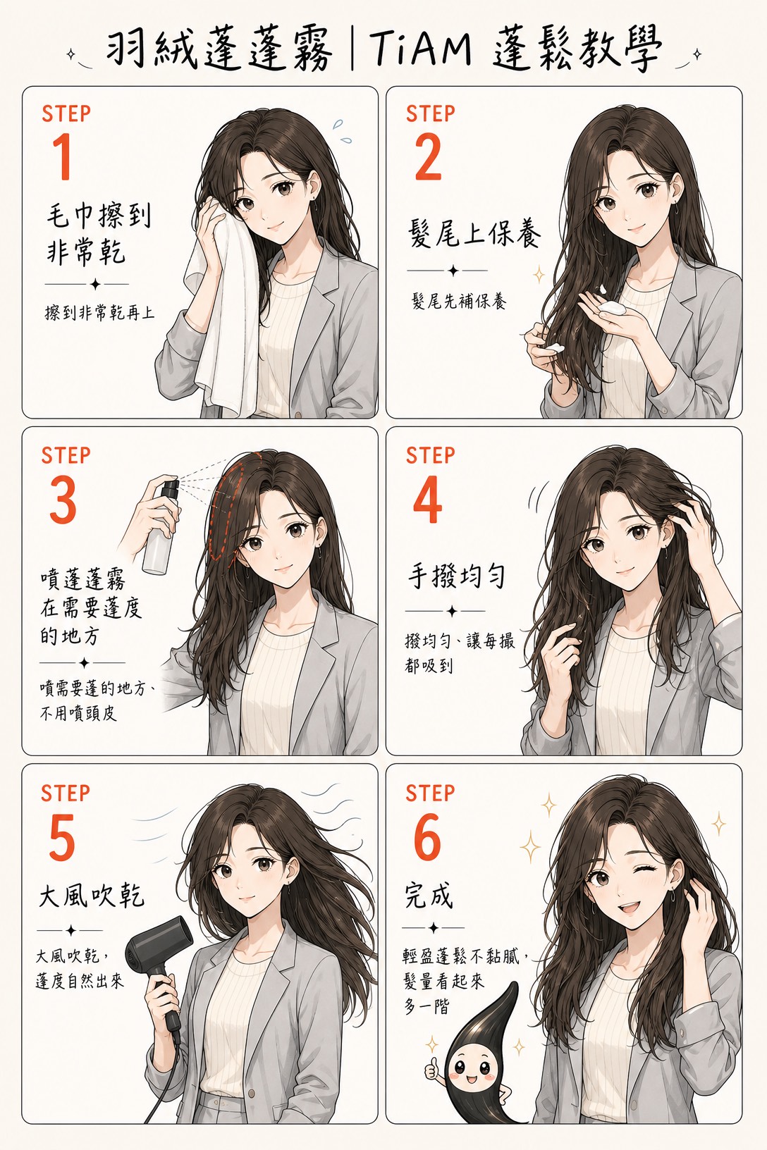 六步驟教學:羽絨蓬蓬霧噴出蓬鬆髮根