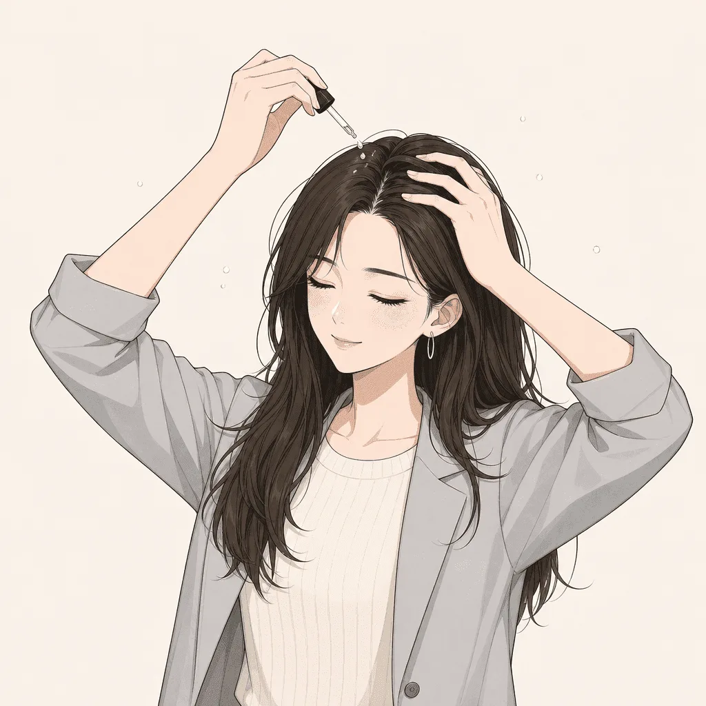吹乾後，頭皮水